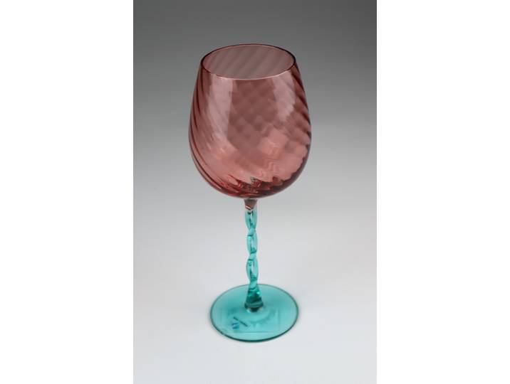 Weinglas AM DESIGN Handgefertigt , rosa (pink, blau), B:10cm H:24cm, Glas, Trinkgefässe, Weinglas, 3er Set
