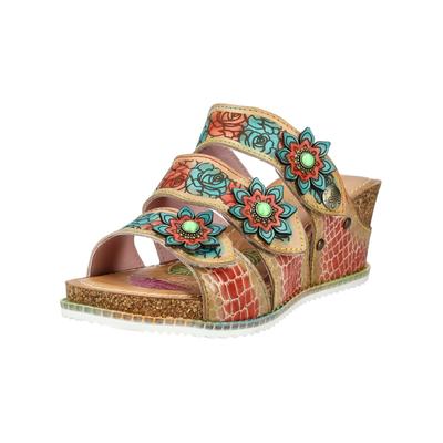 Pantolette LAURA VITA "LAURA VITA Pantoletten Leder", Damen, Gr. 39, bunt (beige), Leder, Schuhe Pantolette