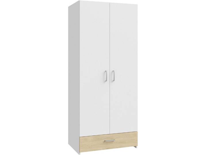 FORTE Kleiderschrank Econobox Drehtürenschrank, zeitloses Design mit alufarbigen Griffen.