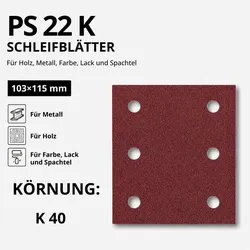 Klingspor PS 22 K Streifen kletthaftend, 103 x 115 mm Lochform GL19 - K 40