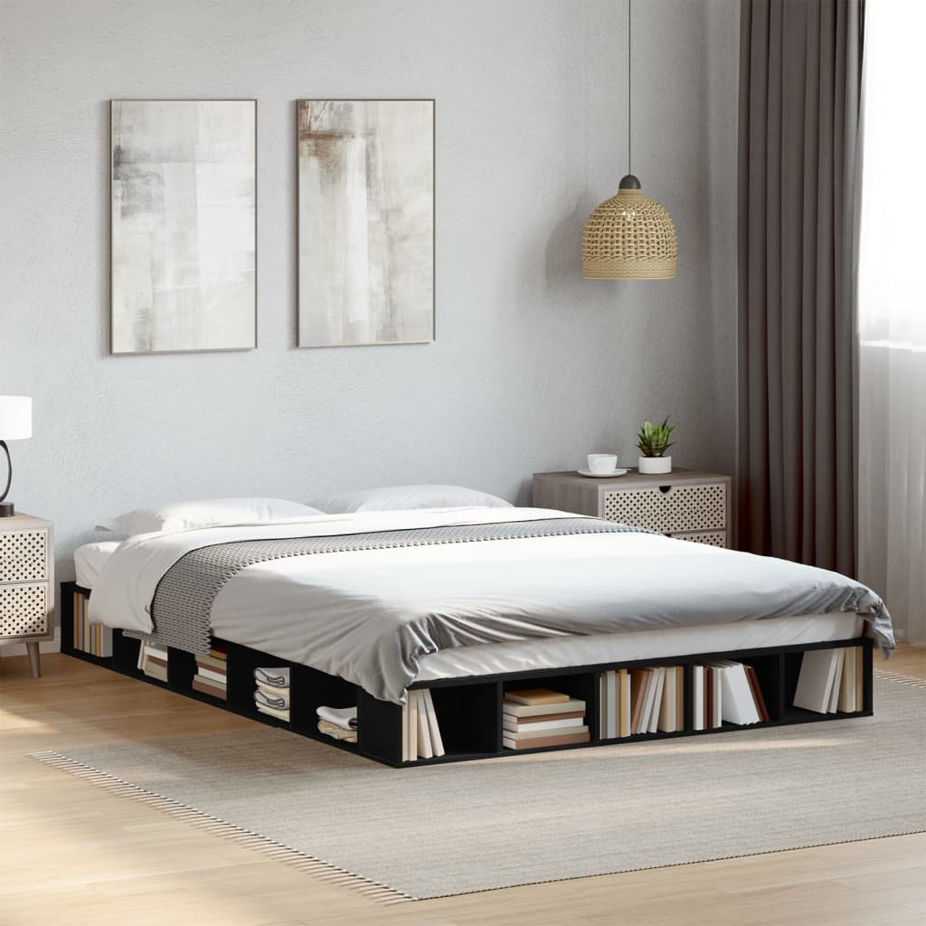 17 Stories Pappion Bed Black 160 x 200cm