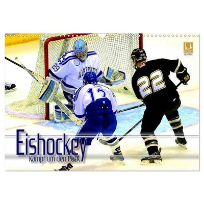 Eishockey - Kampf um den Puck (Wandkalender 2027 DIN A3 quer), CALVENDO Monatskalender