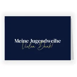 Dankeskarte Jugendweihe: Schlichte Eleganz mit Foto in Blau