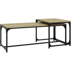 Décoshop26 - Set aus 2 Beistelltischen im Industriestil aus Holzwerkstoff und Stahl DEC040390