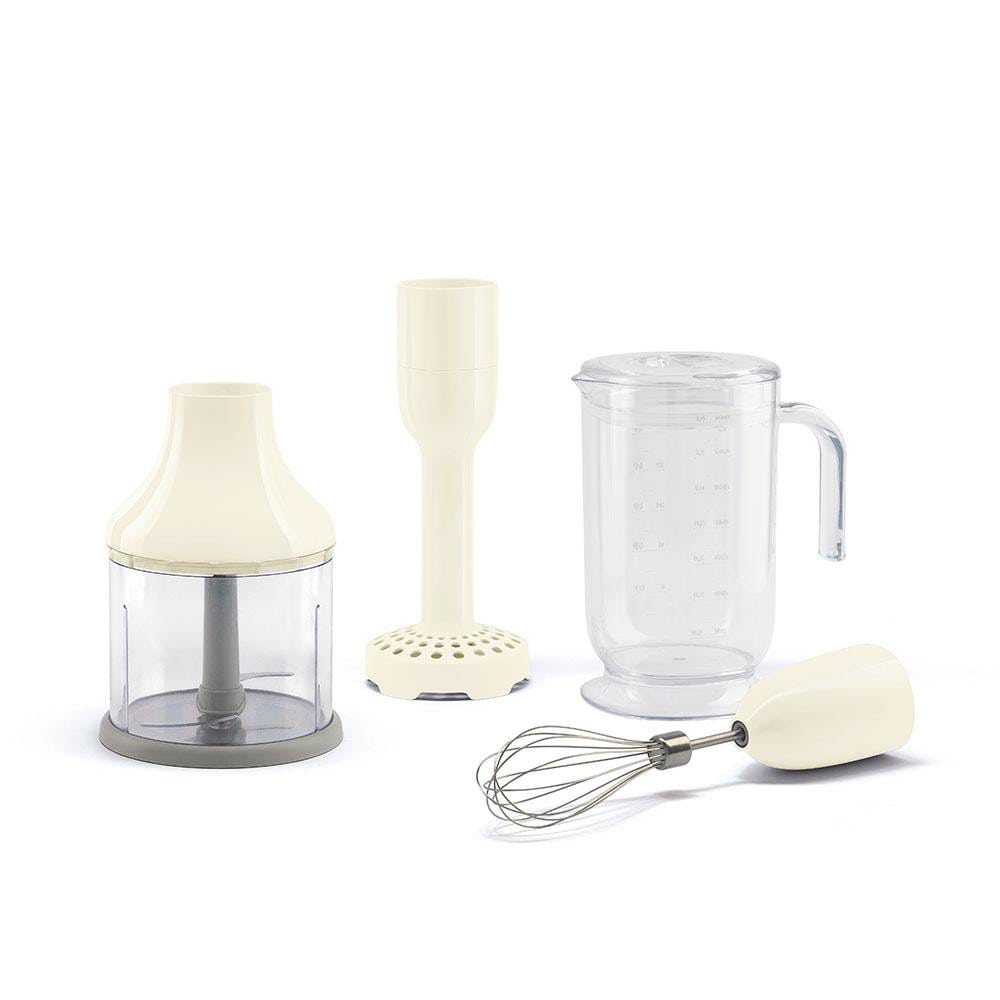 SMEG HBAC11CR 4er-Set, XXL-Mixbecher, Zerkleinerer, Kartoffelstamper, Schneebesen Creme