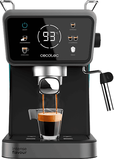 Cafetera express - Cecotec Power Espresso Touch ColdBrew, 20 bares, Pantalla táctil, Café frío/templado/caliente, Vaporizador orientable, Negro