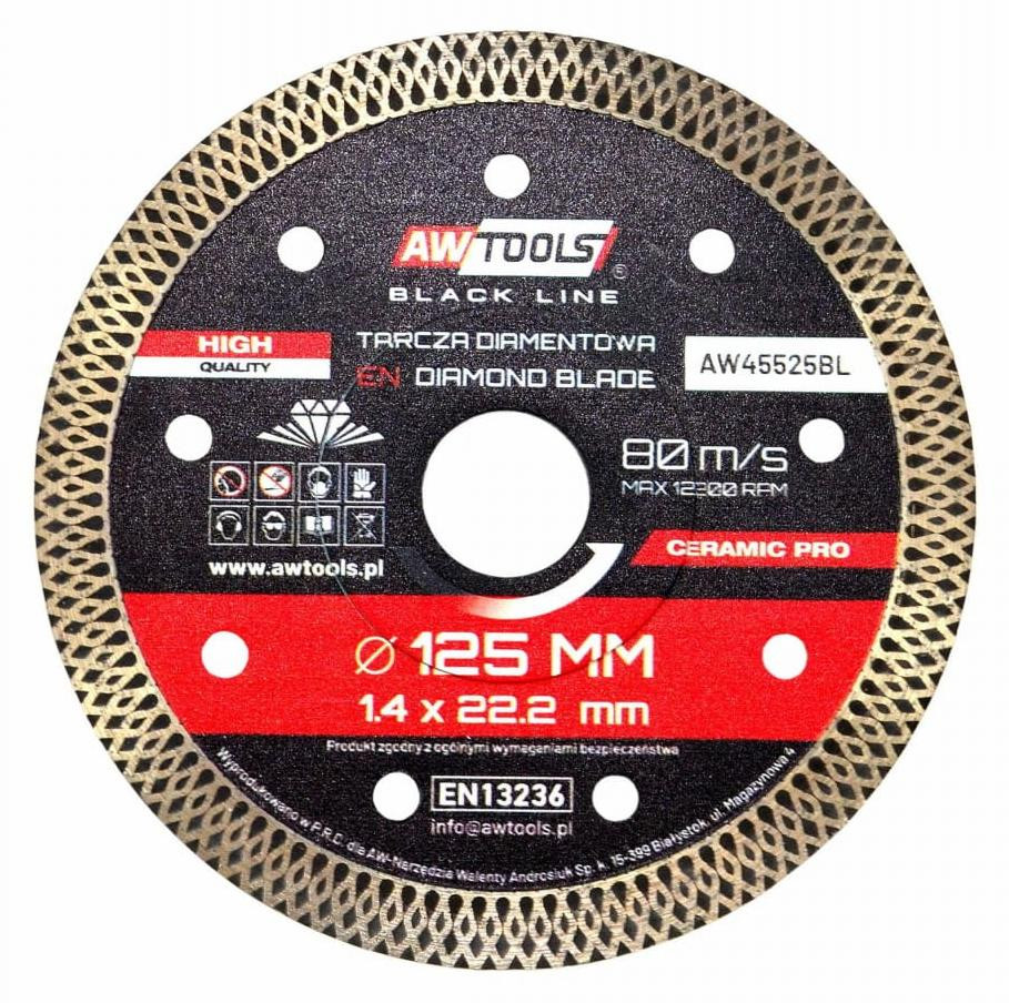 Awtools Keramik Pro Black Line diamantschijf voor keramische tegels, 125 x 22,2 mm