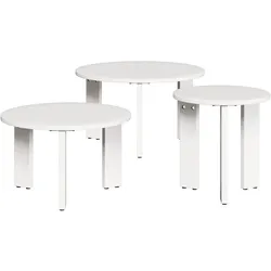 vidaXL Couchtisch 3 pcs Weiß Massivholz Kiefer