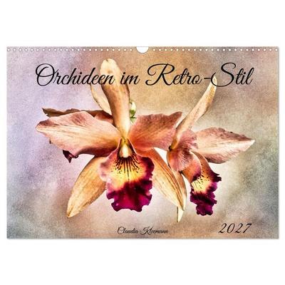 Orchideen im Retro-Stil (Wandkalender 2027 DIN A3 quer), CALVENDO Monatskalender