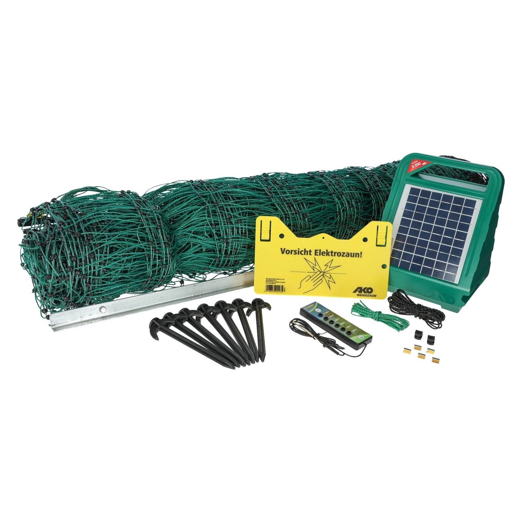 Kerbl Geflügelnetz-Set, 50 m, grün, inkl. Solargerät S250 + Zubehör (441154)