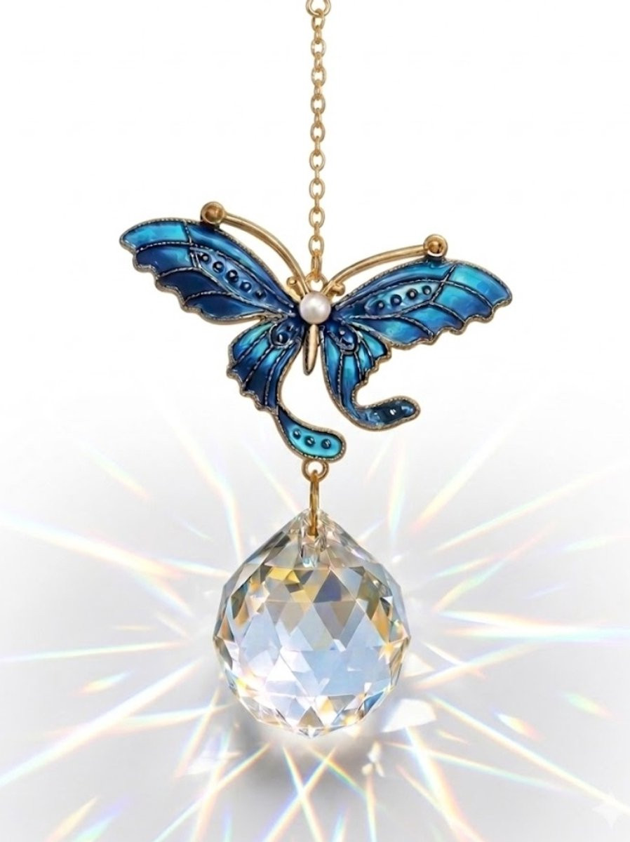 Raamhanger met blauwe vlinder Suncatcher