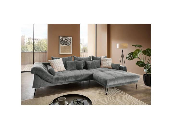 Livetastic Ecksofa Garda, Anthrazit, Metall, Uni, 4-Sitzer, Füllung: Schaumstoff,Schaumstoff,Schaumstoff,Schaumstoff, Ottomane rechts, L-Form, 310x192 cm, Rücken echt, Wohnzimmer, Sofas & Couches, Wohnlandschaften, Ecksofas