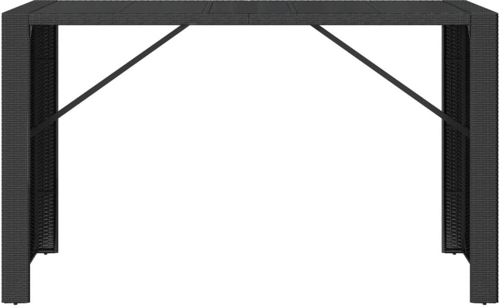 Ebern Designs Lavel Rectangular Glass Steel Outdoor Bar Table 80 cm D Black 110cm H x 185cm L x 80cm D