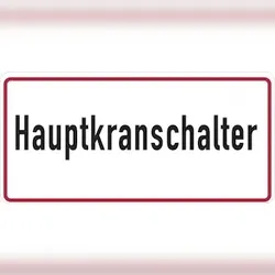 Hinweisschild, Hauptkranschalter, 185x385mm, Alu geprägt - 385x185x0.6 mm Aluminium geprägt