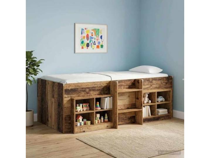 RJPLMFV Hochbett für Kinder, Holz, 90 x 200 cm Integrierte Leiter, Aufbewahrung unter dem Bett, transparente TPE-Protektoren, Holzkonstruktion