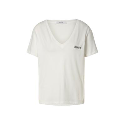 T-Shirt REPLAY "Replay T-Shirts FP", Damen, Gr. S, weiß (natural weiß), 100% Baumwolle, unifarben, normal, Rundhals, Shirts T-Shirt