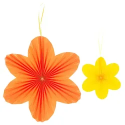 Papier-Blumen, orange, gelb, 2 Stück