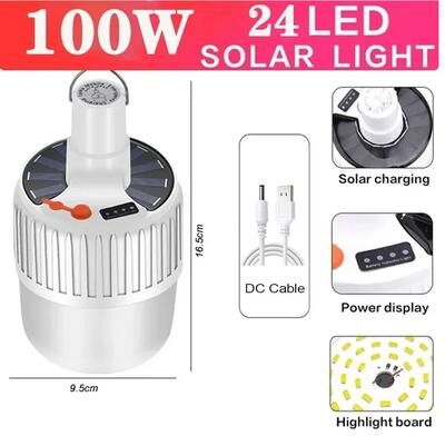 Uplifted Finds Solar Rechargeable Remote Controlled Emergency Camping Bulb 24led 1 Pc