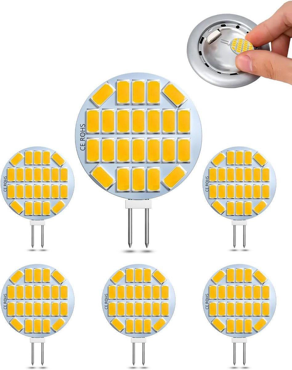 Set van 6 Ledlampen 3W Warmwit 3000K Twee-Polige Basis 40lm CRI 90+ Niet Dimbaar