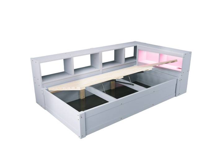 Lit multifonction gris 90 x 200 cm