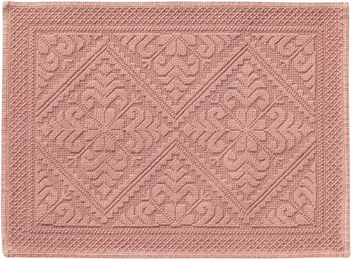 Bruine katoenen badmat met jacquard patroon voor in de badkamer
