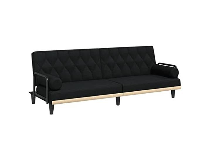 Makastle SchlafSofa Couch mit Armlehnen Schwarz Stoff