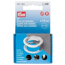 Prym Nähfrei-Ösen mit Scheiben, Größe: 14 mm Ø, Inhalt: 15 Stück