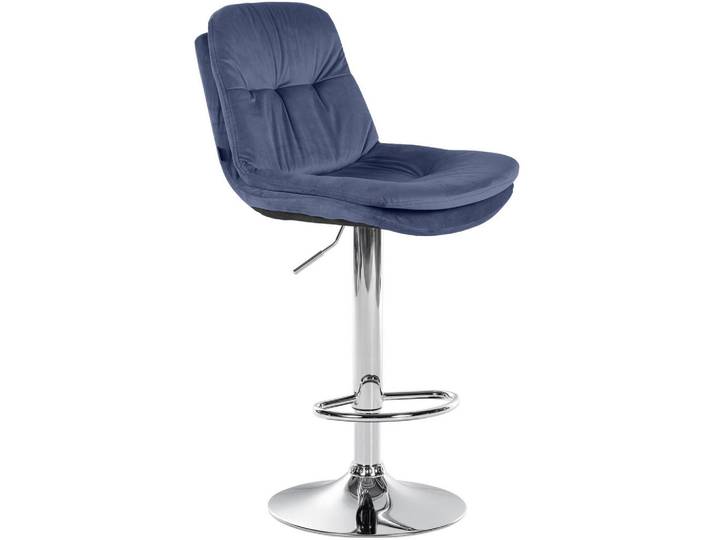 CLP Barhocker Samt Blau, Textil, 46x94x54 cm, Esszimmer, Barmöbel, Barhocker