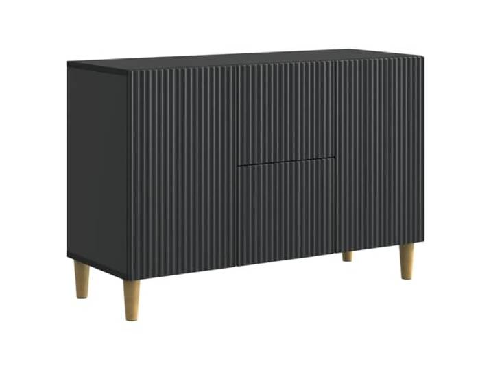 GKMBCVDFR Sideboard Schwarz 89 x 34,5 x 60 cm Holzwerkstoff Moderner Retro-Look, Stauraum mit Fächern, abgerundete Beine, pflegeleicht, vielseitig als Anrichte oder Buffet