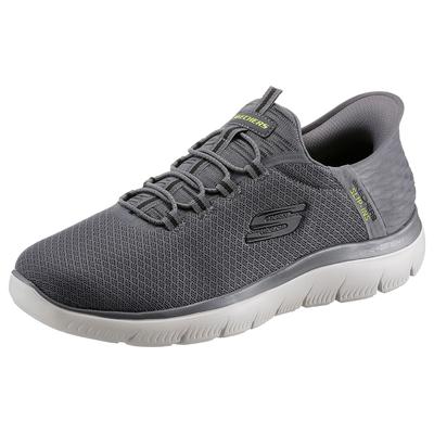 Slip-On Sneaker SKECHERS "SUMMITS-HIGH RANGE", Herren, Gr. 40, Textil, grau, Schuhe, Freizeitschuh mit Slip Ins-Fersenpart für einen leichten Einstieg
