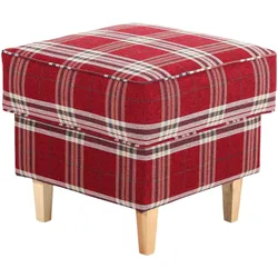 HOCKER Karlen Bezug Flachgewebe Buche natur / rot