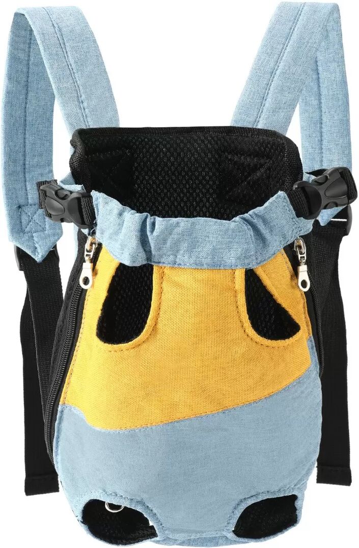 INF Tragbarer Haustier-Fronttrage-Rucksack für kleine Hunde und Katzen – Blau & Gelb XL