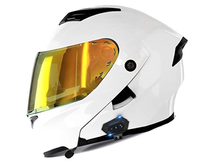 Bluetooth Motorradhelm Motorrad Klapphelm Modularer Helm mit Doppelvisier, ECE Genehmigte Kopfhörer für Automatische Antwort, Vollvisierhelm für Erwachsene Männer Frauen, S-XXL