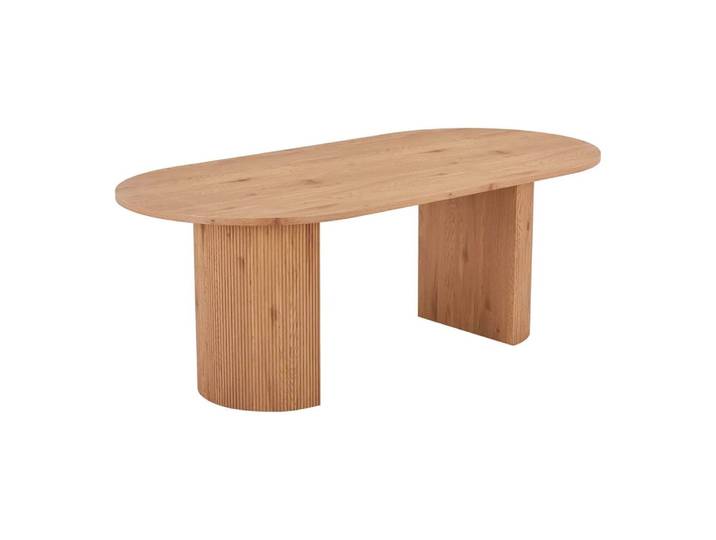 Table repas ovale pieds relief mdf effet bois naturel
