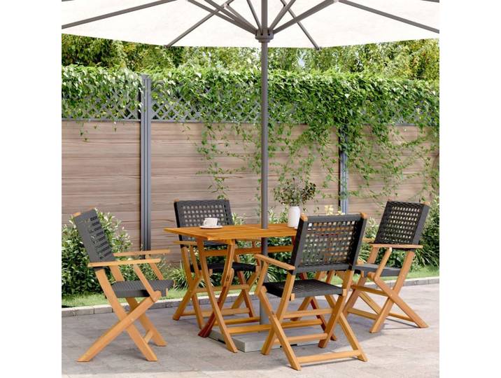 furnicato Gartenstuhl Klappbarer 54x57x91 cm Schwarz Echtholz (4 St), Witterungsbeständige Sitzgruppe mit klappbarer Funktion für Balkone