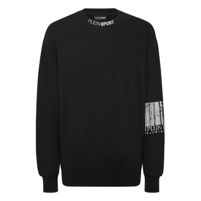 Sweatshirt PLEIN SPORT "Barcode", Herren, Gr. XXL, schwarz (02, schwarz), Obermaterial: 88% Baumwolle, 12% Polyester. Futter: 100% Polyester, Sweatshirts Sweatshirt