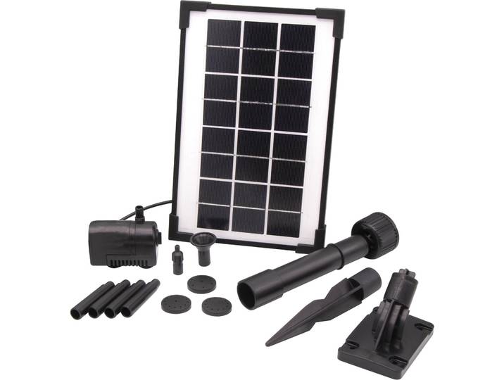 Springbrunnenpumpe – UBBINK – SolarMax 250 – Fördermenge 200 l/h – 6V 160mA Solarpanel – Vulkan-Düsen & Glocke