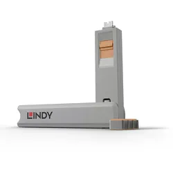 Lindy 40428 Schnittstellenblockierung Türblockierschlüssel USB Typ-C Grau, Orange 4 Stück(e)