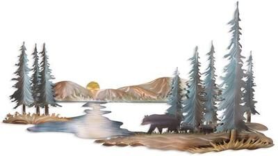 Copper Art Inc. Bear Family in the Pines Large Wall Sculpture Multi Metallic, Large, Multi Metallic