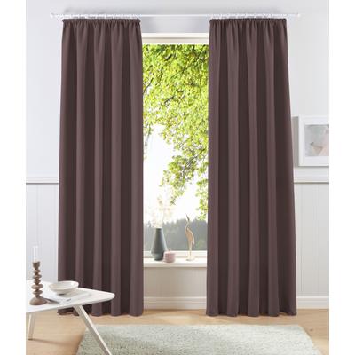 Vorhang OTTO HOME "Raja, Gardinen mit Kräuselband, blickdicht, Wohnzimmer, Topseller" Gr. 4, braun, B:140cm H:245cm, Polyester, Recyceltes Material, Gardinen, 2er-Set, Bestseller, einfarbig, modern, pflegeleicht, Mikrofaser