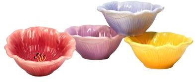"Certified International Hummingbirds 3-D Floral Ice Cream/Dessert Bowls, Set of 4 Assorted Designs - 5.5"" Diameter x 2.5"""