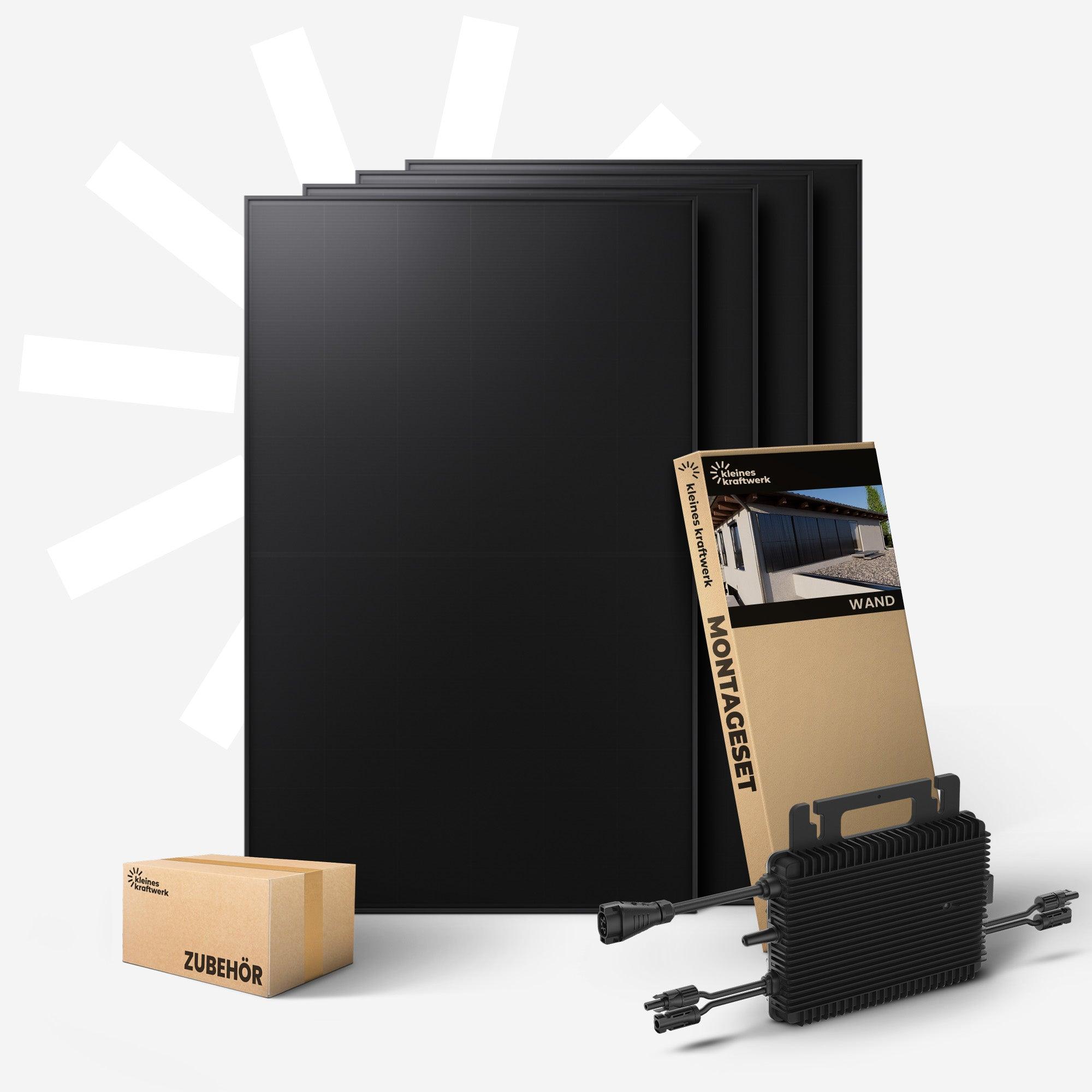 Kleines Kraftwerk 1920W Balkonkraftwerk Wand-Halterung - 0% MwSt - 800W Wechselrichter mit WiFi, 4× 480W bifaziale Solarmodule, 10 m Kabel
