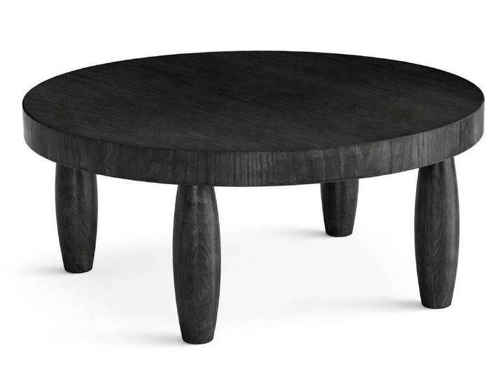 Xlmoebel Couchtisch Moderner runder Tisch mit Holzbeinen in Schwarz (Mittlerer Tisch), Made in Europa