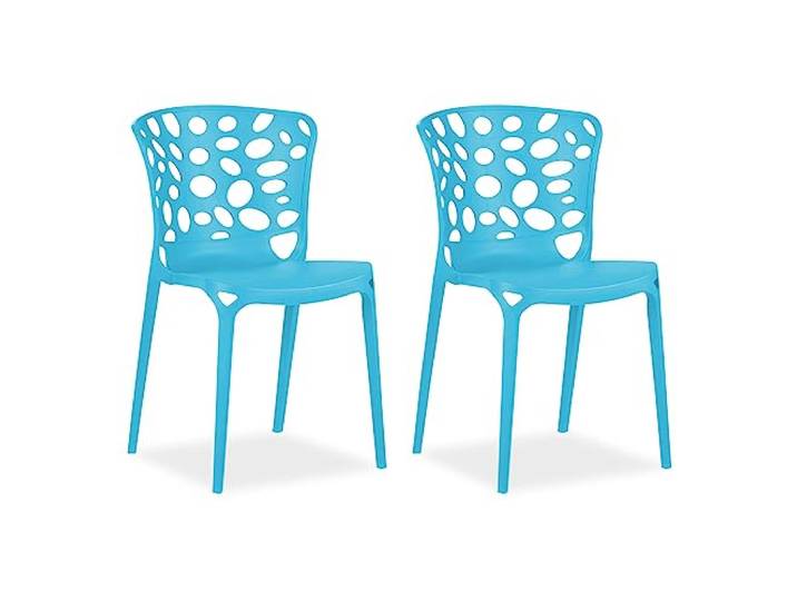 Homestyle4u Gartenstühle 2er Set Stapelbar - Kunststoff Blau