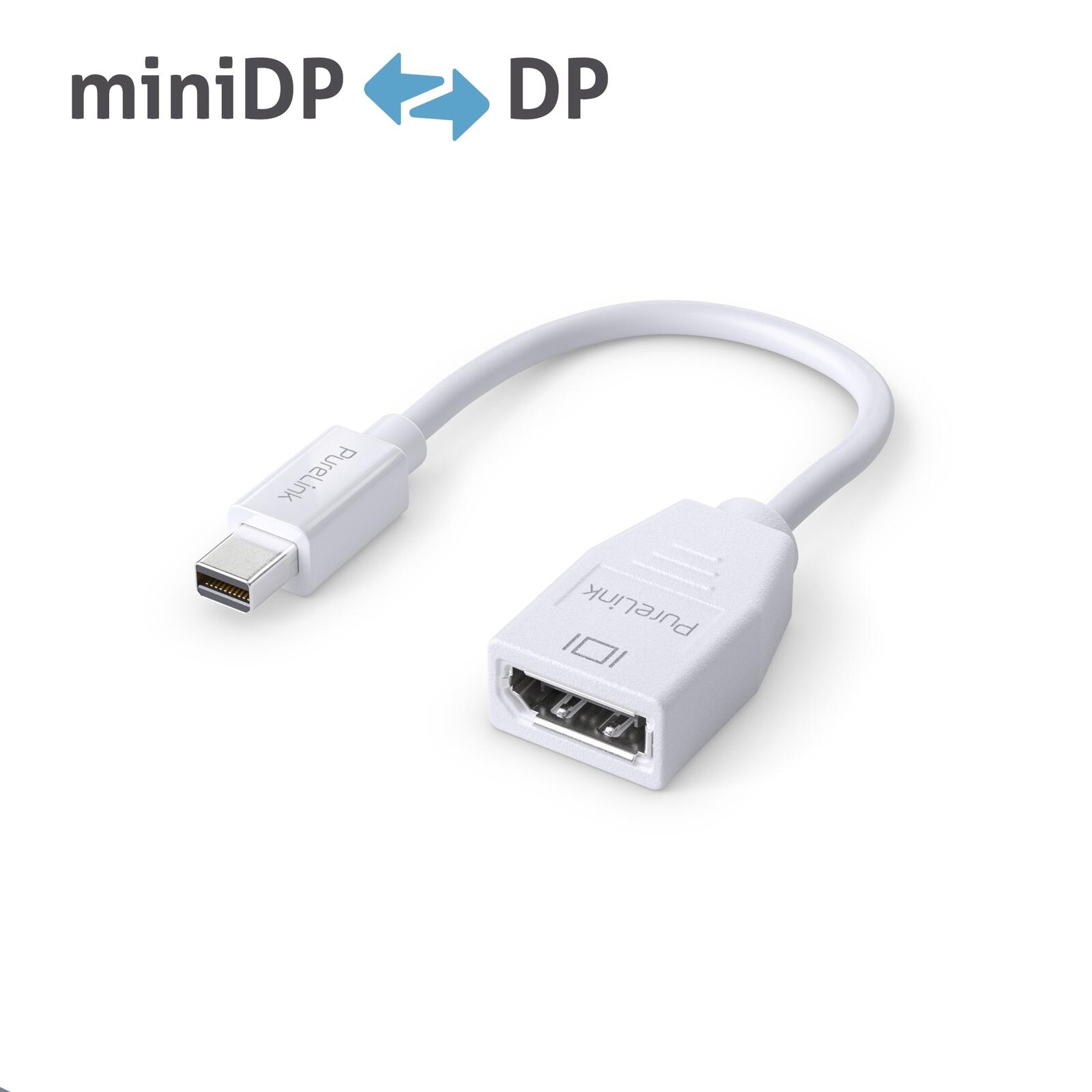 PureLink Mini DisplayPort auf DisplayPort Adapter - 4K60 - iSerie - weiß - 0,10m IS160