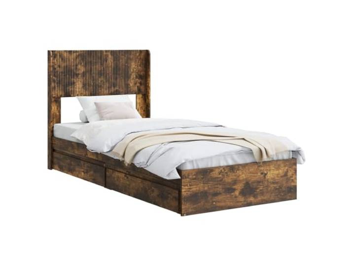 PUGYNBK Bettgestell mit Stauraum und Kopfteil, 2 Stück. Robustes Holz, Lattenrost, modernes Design, einfache Reinigung, ideal Schlafzimmer