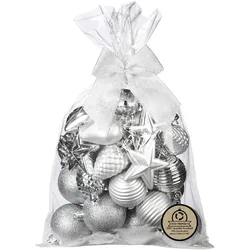 30 Weihnachtskugeln 5-7cm Kunststoff Sterne Zapfen Herzen Mix Christbaumkugeln