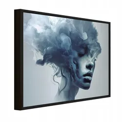 BILDER mit Rahmen Frau Gesicht Blau 60x40 cm