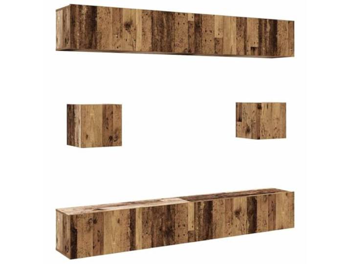 Roanoer 6-TLG. TV-Schrank-Set Wandmontage Altholz-Optik Holzwerkstoff Wandhängendes Lowboard Ensemble für Wohnzimmer und Schlafzimmer, bietet flexiblen Stauraum durch 6 modulare Elemente.