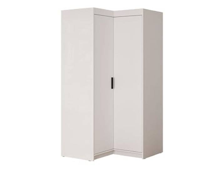 Mirjan24 Eckkleiderschrank Elena 2D ohne Aufsatz (Weiß) Geräumiger Kleiderschrank mit 5 Einlegeböden und Kleiderstange für Kleidung und Accessoires, B/H/T: 98/191/98 cm